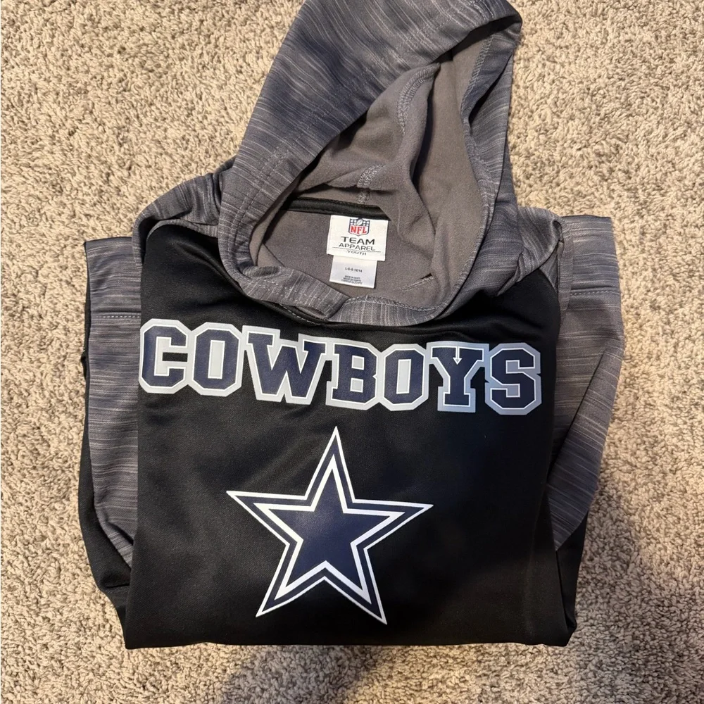 NFL Kids Dallas Cowboys Allover Logo Gray Hoodie